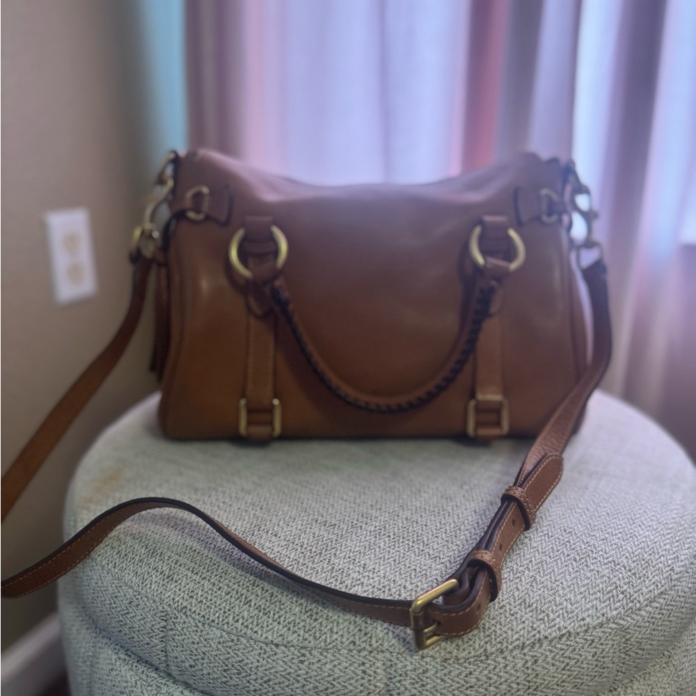 Dooney & Bourke Tan Leather Satchel - Picture 3 of 8